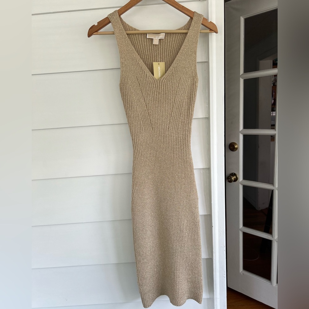 MICHAEL Michael Kors Gold Metallic Bodycon Dress